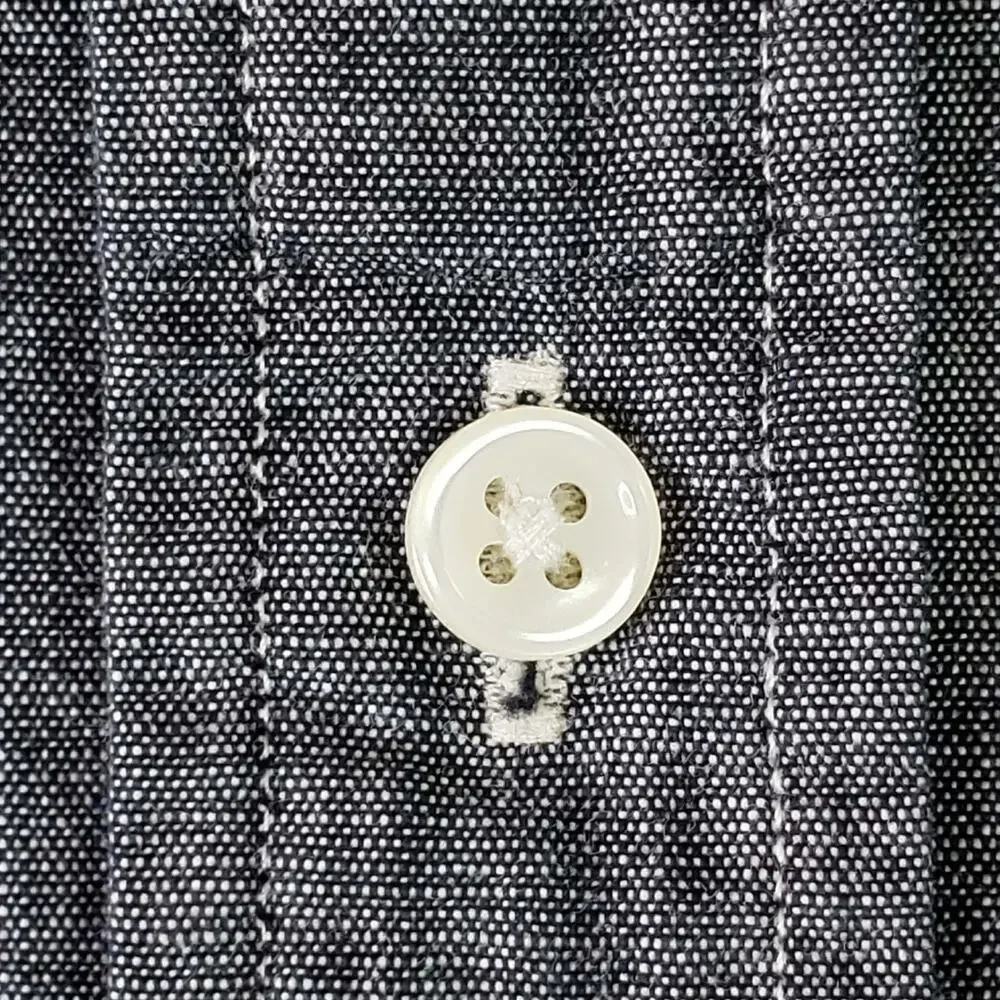 Polo Ralph Lauren Shirt LS Button Down Gray Blue Denim Texture Mens Size Large L